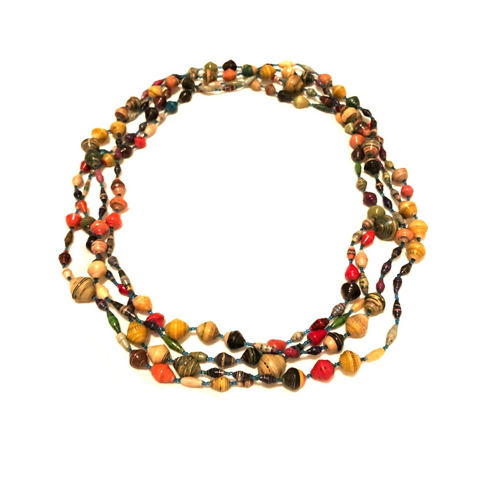 Ugandan Paper Bead necklaces Set of 5 Strands